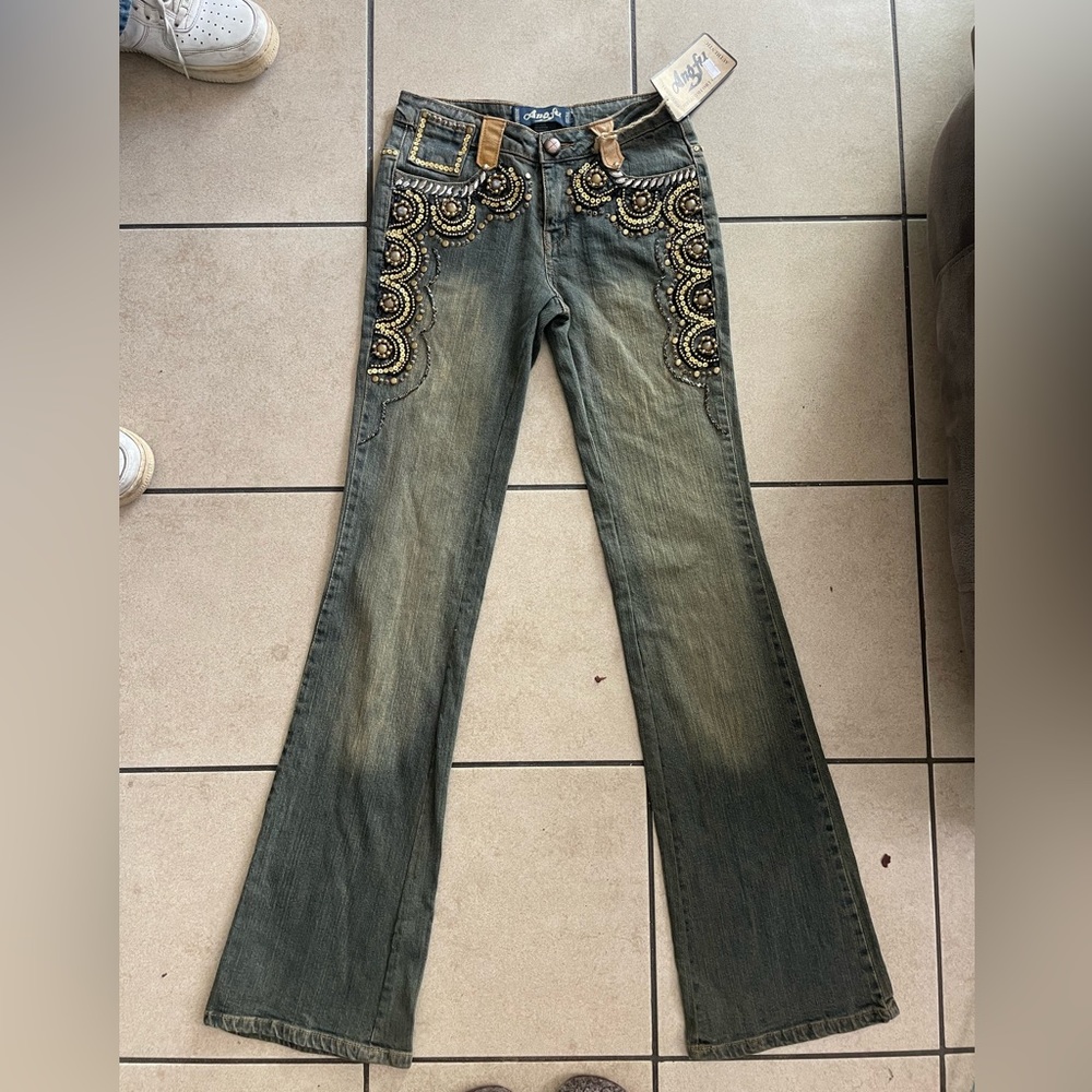 Angfu NWT Deadstock y2k beaded jeans
